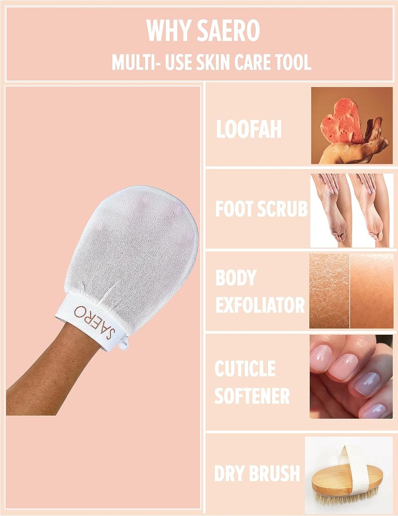 SAERO Korean Exfoliating Mitt for Body – Deep Scrub Glove for Dead Skin, Spray Tan Removal, Ingrown Hairs & KP – Korean Spa-Style Viscose Peeling Towel for Shower or Bath – 1 Count - Image 3